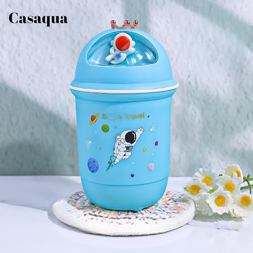 Image of Astronaut Kids Glass Mug with Lid - 350ml, Set of 1, Cute Space-Themed Drinking Cup, Reusable Drinking Mug, Heat Resistant Glass Coffee Mug for Milk, Juice, Water & Tea (Random Color)