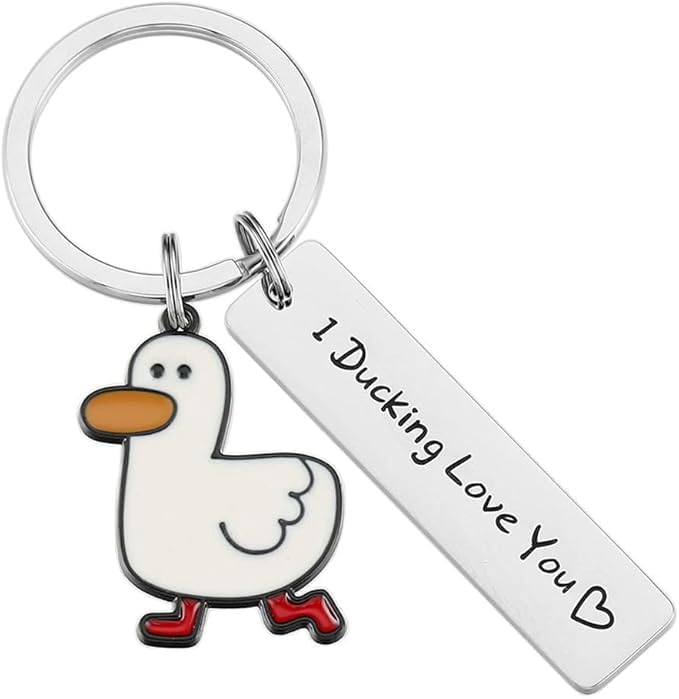 Duck Keychain I DUCKING LOVE YOU, Metal Duck Key Chain Keyring, Couple Keychain, Duck Inspirational Gift for Duck Lover birthday holidays