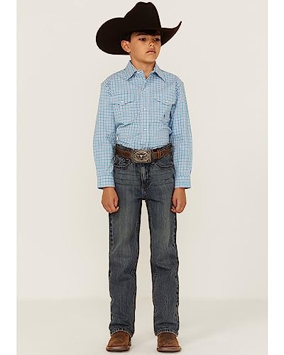 BOYS LONG SLEEVE SNAP STRETCH CHECK WESTERN SHIRT2