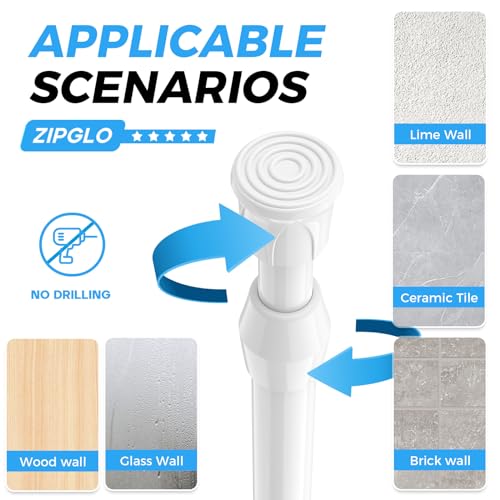 Image of Spring Tension Curtain Rods 17-28 Inch White 2 Pack | No-drill & tool-free setup. Fits windows, kitchens, doorways. Rust-resistant, great for light curtains.