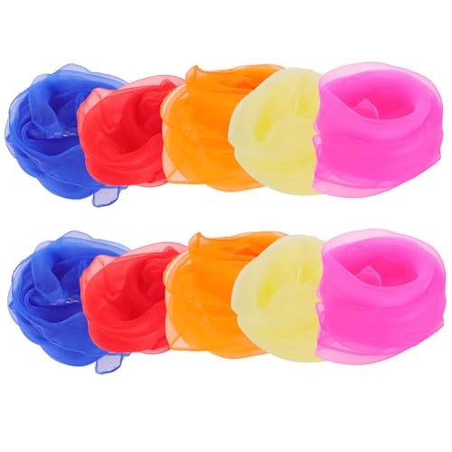 10pcs Juggling Scarves Boys and Girls Scarves Decorative Gauze for Play Props Stage Performance Dance Accessories Shawl Sensory Toy Safe Material for Boys and Girls