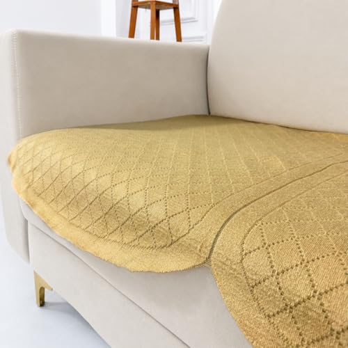 Image of Homerz Premium 'Surya Series' Sofa Cover | Stylish Sofa Protector | Net Fabric | Anti-Stain & Washable Slip Cover Exact Size Antislip (New Jerry Chikku, 5 (3+1+1) Seater, Only Seat Cover)