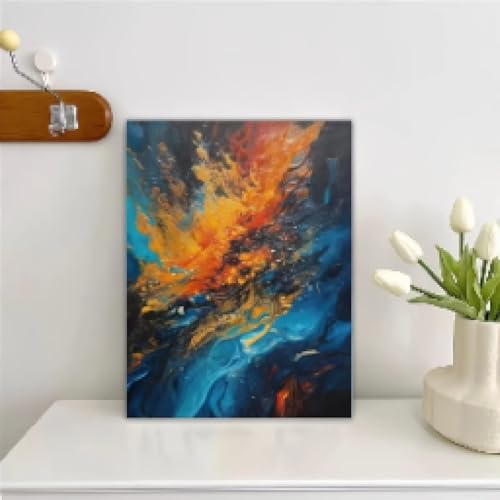 Art mural abstrait nuage bleu jaune sur toile de qualité supérieure