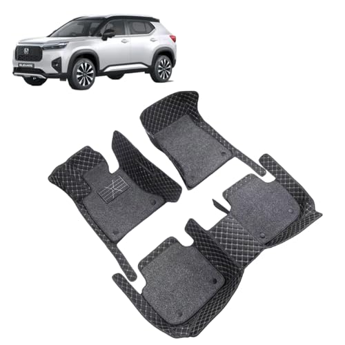 Image of Auto Hub 7D Car Floor Mats Compatible with Elevate, Leatherette, 100% Waterproof & Washable, Elevate Car 7D Floor Mat, Black