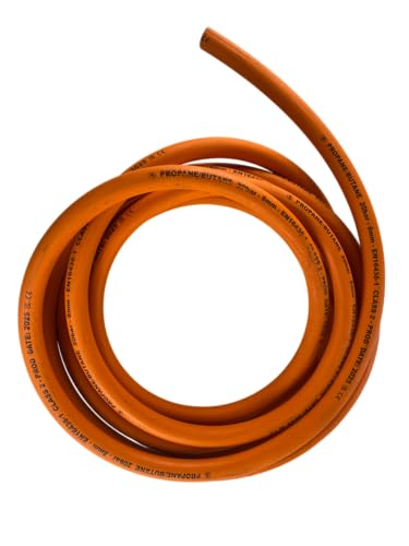 3m Length of 8mm British Standard Gas Pipe for Propane/butaine Date Stamped 2025 + 2 x Hose Clips
