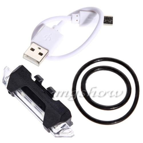 Rear Safety 5 LED Bicycle Cycling Tail USB Rechargeable Warning Light Bike Lamp (WHITE) - //coolthings.us