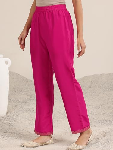 Image of Libas Woven Design Silk Blend Straight Kurta With Trouser and Dupatta