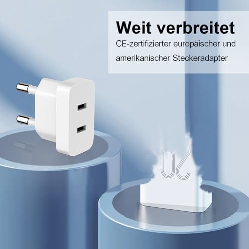 VIEVRE 2 Stück EU Stecker Adapter,US to EU Adapter für Steckdosen,Steckeradapter Japan Deutschland,Adapter Eurostecker
