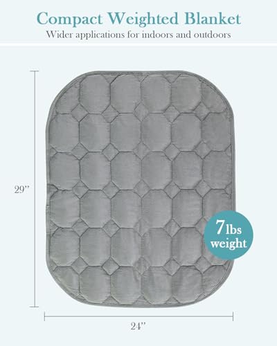 Image of Topblan Weighted Lap Blanket 7lbs for Adults, Small Weighted Blanket Throw for Napping, Relaxation, Calming and Travel, Skin Friendly & Machine Washable for All-Season Sleeping, Grey 24x29 inches