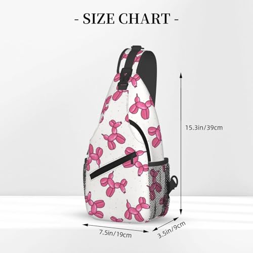Men'S Crossbody Sling Backpack Pink Balloon Dog Pattern Chest Bags Casual Sport Travel Hiking Daypack3