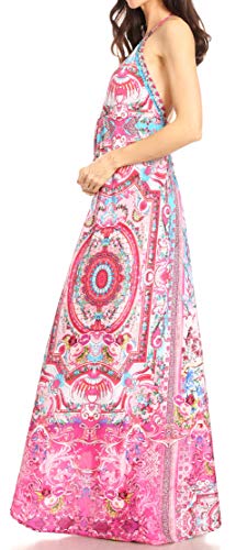 Image of Sakkas Lizi Womens Maxi High-Low Halter Handkerchief Long Dress Beach Party