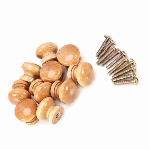 Headerbs 10 Uds Tiradores de Cajones de Madera S M L Tiradores de Cajones Redondos Muebles Armario Vestidor Perilla de Puerta de Armario (Tamaño mediano 28MM)