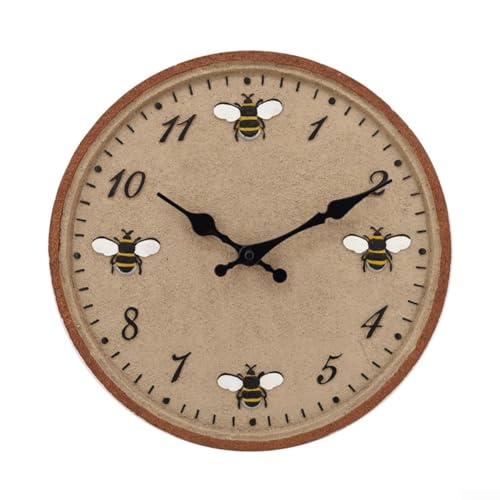 Horloge murale d'extérieur de 30,5 cm avec corps en résine imperméable et motif d'abeille pour jardin et terrasse (style 2)