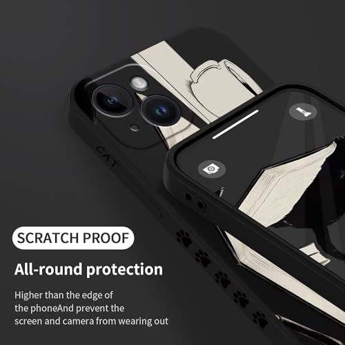 Coque iPhone 14 silicone noir LEECG à motif chat