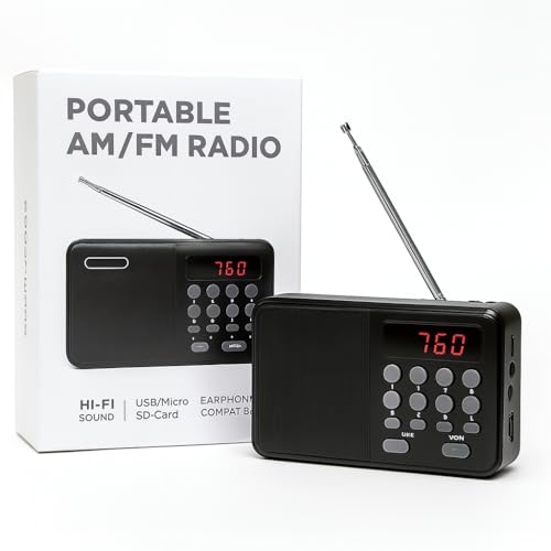 Image of Portable Digital Radio Speaker with LED Display, High-Gain FM Antenna, Numeric Keypad Control FM Antenna | Numeric Keypad | Lightweight (FM-680-BLACK)