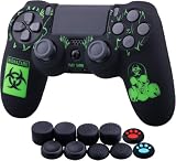 Yorha Lasergravur Silikon Hülle Skin Case (BH) für PS4/Slim/Pro Dualshock 4 Controller x 1 mit Aufsätze x 10