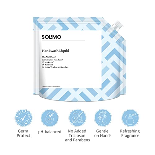 Image of Amazon Brand - Solimo Liquid Handwash Refill Pack, Sea Minerals, Germ Protect, ph-Balanced, 1500 ml