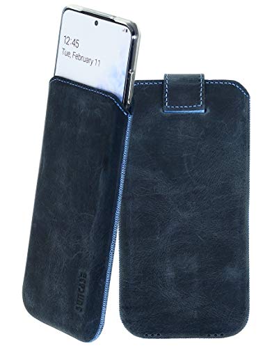 Coque bumper T Phone Pro 5G avec étui cuir rétractable Suncase bleu Pebble