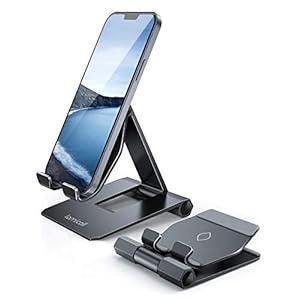Lamicall Adjustable Cell Phone Stand for Desk – Foldable Aluminum Desktop Phone Holder Cradle Dock, Compatible with…