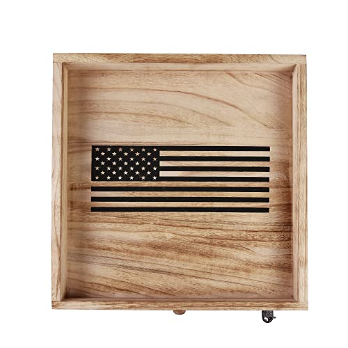 Pinkblue American Flag Tactical Duty Gear Rack With Gun Storage Drawer – Police Storage Shelf With Firearm Storage & Law Enforcement Organizer-Veterans &Police Gift (Wood Color-With Drawer) #TOP5