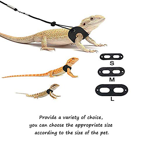 ASOCEA 3 Size Bearded Dragon hagedis Harnas Riem Verstelbare Reptiel Outdoor Nylon Touw Wandellijn voor Gecko Amfibieën Kameleon Baby Leguaan (S,M,L) - Image 5