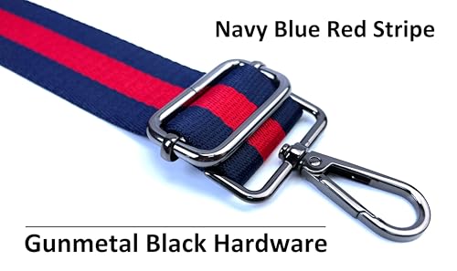 Image of Purse Strap Replacement for Crossbody Bags & Handbags | Premium Webbing with Gunmetal Black Hardware Clip-On Installation Adjustable Length Comfortable Wide Guitar Style Strap