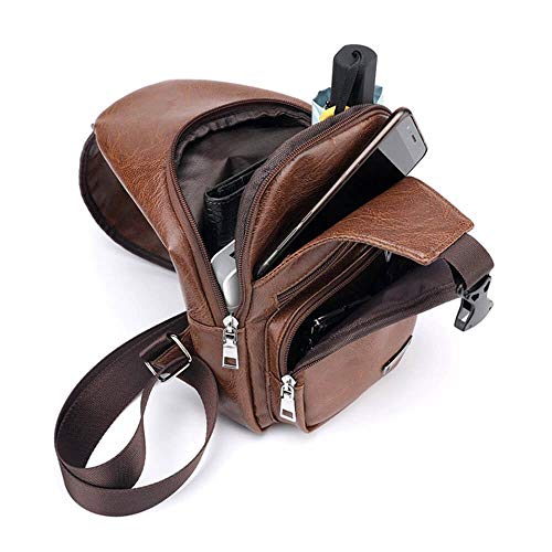 Bolsa Transversal Mensageiro Carteiro Usb Impermeável Cor:Marrom