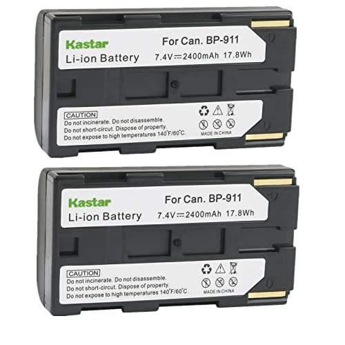 Image of Kastar 2-Pack BP-911 / BP-915 Battery 7.2V 2400mAh Replacement for Canon BP-911 BP-911K BP-914 BP-915, BP-930 BP-935, BP-925, BP-945 BP-950 BP-950G BP-955, BP-970 BP-970G BP-975 Battery