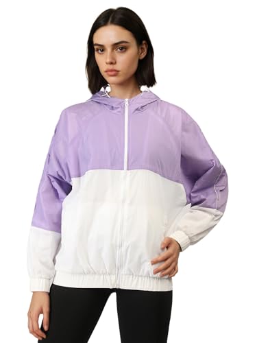 Image of CHKOKKO Sunscreen Jacket for Women Hooded Zipper Sports Jacket | UV Protection | Sun Protective | Lightweight Water Resistant | Riding Biker | Outdoor Travel Gym Running