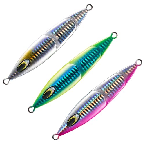 Bassdash Vertical Jigs Luminous Slow Jigging Lure for Saltwater Freshwater Fishing Pack of 3