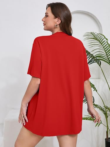 AusLook Women's Plus Size Lightweight Open Front Cardigan Short Sleeve Cover Ups Shrugs Shawls and Wraps Kimono Jacket Coat2