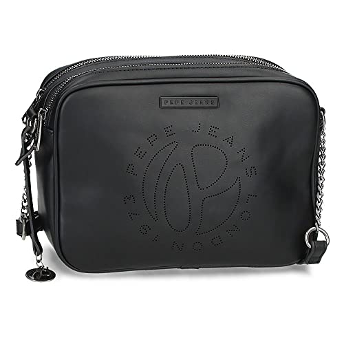 Pepe Jeans Mabel Bandolera Dos Compartimentos Negro 24x16x9 cms Piel sintética