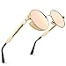 CGID E72 Lunettes de soleil homme femme ronde polarisées inspirées du style retro Steampunk en cercle métallique