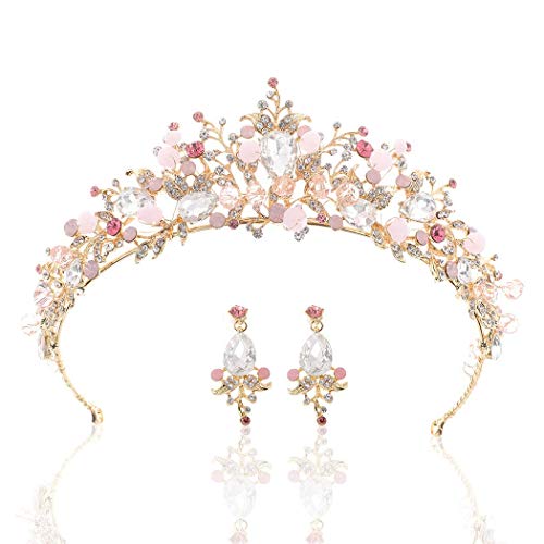 Bella Vogue Women Pink Tiara Princess Crown crystal crown Crown for Girls,flower crown Snow White Women Tiaras for girls Birthday crown Tiaras and crowns for women birthday crown for girls, Medium