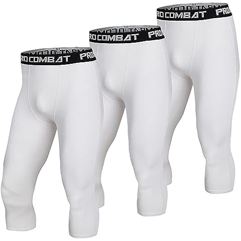 SS COLOR FISH 3 Pack Men 3/4 Compression Pants Athletic Baselayer Workout Sports Running Legging Tights for Men Pure White Cover