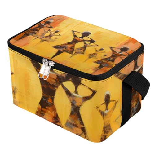 GzLeyigou Lunch Bags for Women Men 9 Cans,Ethnic Africa Woman Hot & Cold Food Delivery Bag Insulated Grocery Bag Insulated Lunch Box Woman Cooler Bag for Office Work Picnic Beach