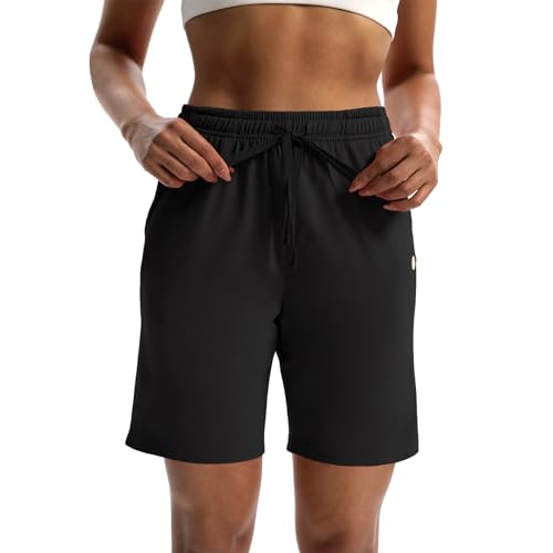 LUCKYCATCUS Women's 7" Bermuda Shorts Jersey Shorts with Pockets Workout Yoga Athletic Long Shorts for Women2