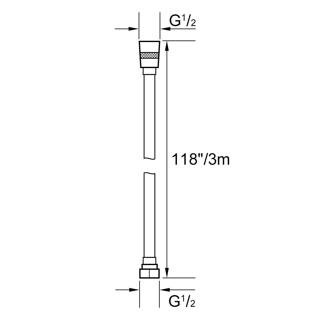 Manguera de Ducha 3m, flexo para ducha Manguera de ducha universal G1 / 2 con Conector de Latón Antitorceduras, Cromo