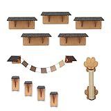 Playground para Gatos 15 Peças Arranhador Parede Brinquedo Gato Degraus Escada Pontes Prateleira BOXFAN