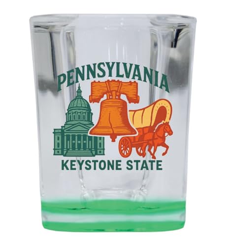 Vaso shot cuadrado con base verde 2 oz