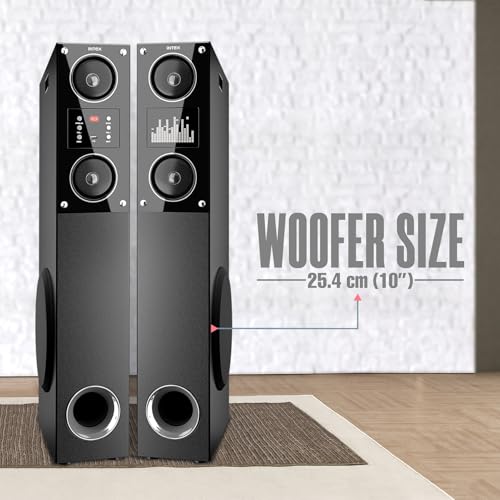 Image of Intex Titan2000 (D) Tower Speaker with Auxiliary, Bluetooth, Deep Bass, 200W Premium Signature Sound, Multiple Connectivity Modes, Master Remote and Sleek Finish (Black)