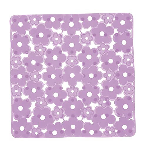 GEDY Margherita Tappeto Antiscivolo Doccia Lilla, Misure e peso prodotto: 0,6X51,5X51,5 CM & 0,64 KG, Realizzato in Resina, Design R&S Gedy, Conformità REACH, 2 Anni di Garanzia