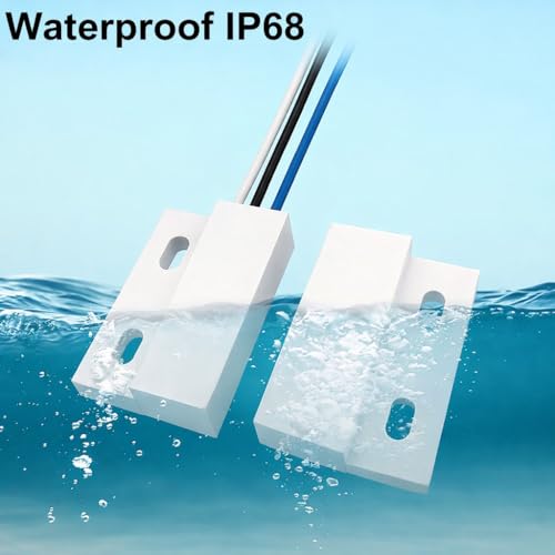 Image of Gebildet 3 Sets White Magnetic Switch Wiring NO /NC Recessed Door Sensor Hidden Window Contact Reed Switch for Access Control Replace Alarm System