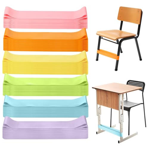 Sratte 60 Pcs Chair Bands for Kids with Fidgety Feet Fidget Bands Alternative Flexible Seating in Classroom for Kids with Sensory ADHD ADD Autism and Sensory Needs (Macaron Colors)
