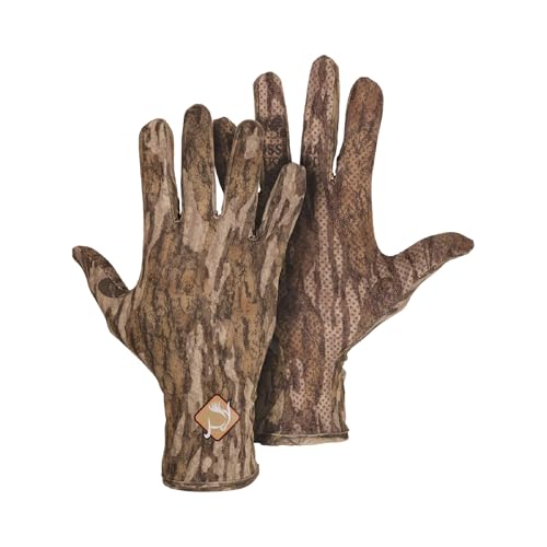 Drake Waterfowl Performance Turkey Stretch Knit Snug Fit Lightweight Flexible Hunting Gloves with Silicone Grip Texture Palm, Bottomland Large-X-Large