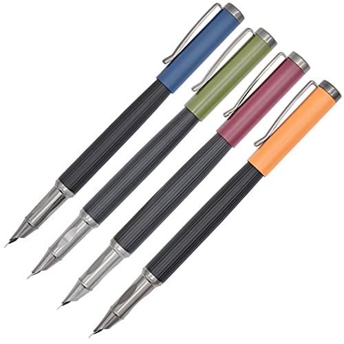 Gullor 4 Pieces Black Copper Barrel Fountain Pen Fine Nib, Smooth Writing Instrument With Converter, Multicolored #TOP3