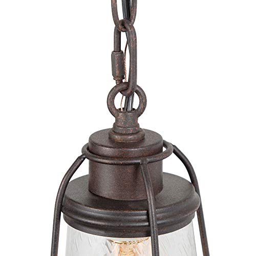 KSANA Farmhouse Pendant Lighting, Mini Rustic Hanging Light Fixture with Seeded Glass Shade for Kitchen Island, Foyer, Hallway, Bedroom and Entryway, Bronze by KSANA - Used condition - Image 6