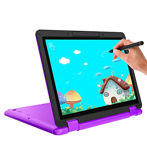AWOW Laptop roxo com tela sensível ao toque FHD 2 em 1 de 11,6 polegadas, processador Intel N4120, 6
