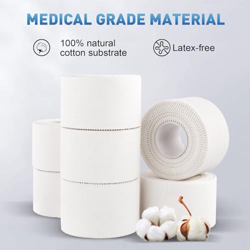Image of CHMI Athletic Tape,White Sports Tape (64 Pack), 640 Yards Rolls Very Strong Easy Tear NO Sticky Residue Best Tape for Gymnastics Climbing Bat Injuries Medical (1.5 Inch X 640 Yards).