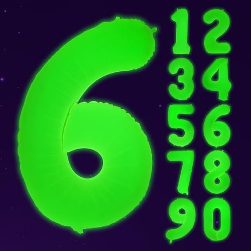 Mega-L Glow in The Dark Party Supplies, 40 Inch Yellow Number 6 Balloon